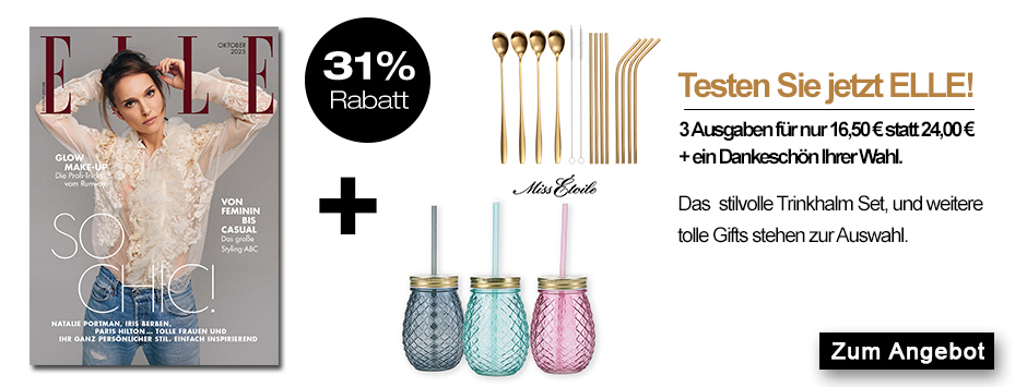 ELLE - miniabo Trinkhalm Set und Trinkglas